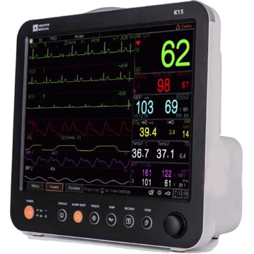 Moniteur patient multiparamétrique Gima K15 tactile (PNI, SpO2, Temp, Resp. et ECG)